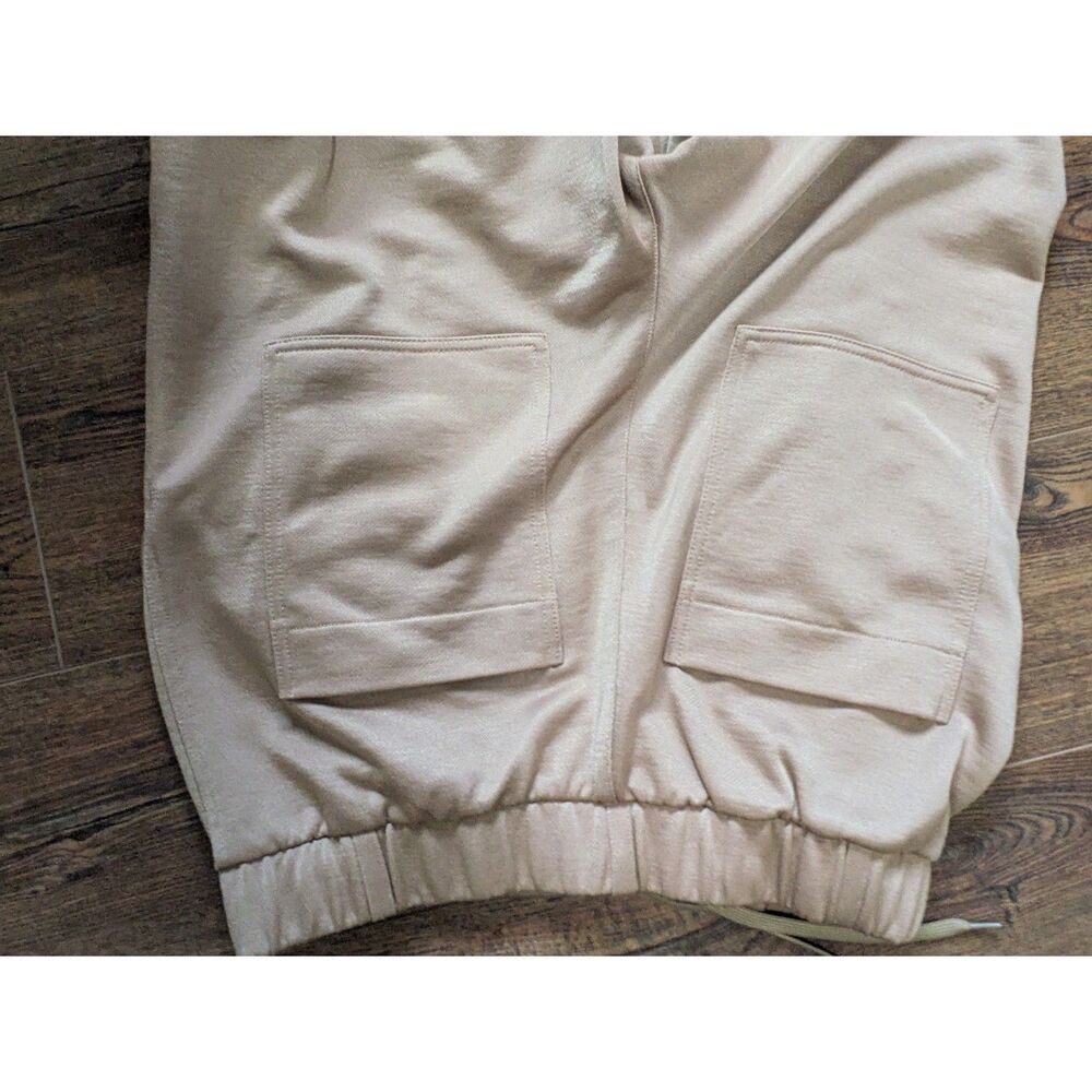 Tibi Active Knit Winslow Pant M Tan Wide Leg Adjustable Hem Snap Fundamentals - Picture 3 of 8